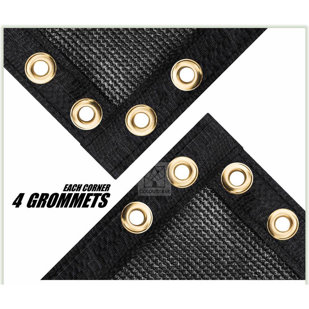 COLOURTREE 8 ft. x 20 ft. Black Privacy Fence Screen HDPE Mesh Windscreen with Reinforced Grommets for Garden Fence (Custom Size)
