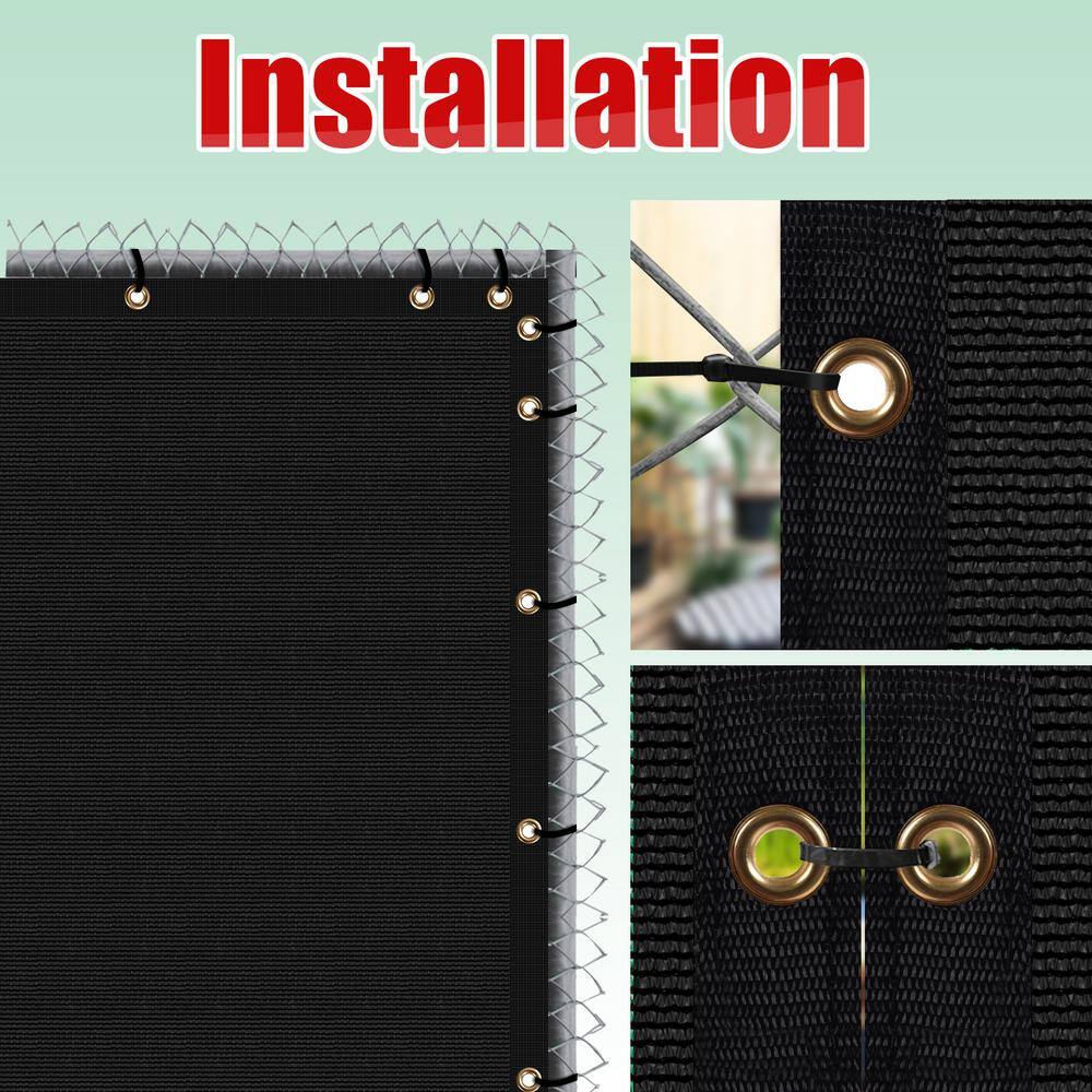 COLOURTREE 8 ft. x 50 ft. Black Privacy Fence Screen Mesh Fabric Cover Windscreen with Reinforced Grommets for Garden Fence