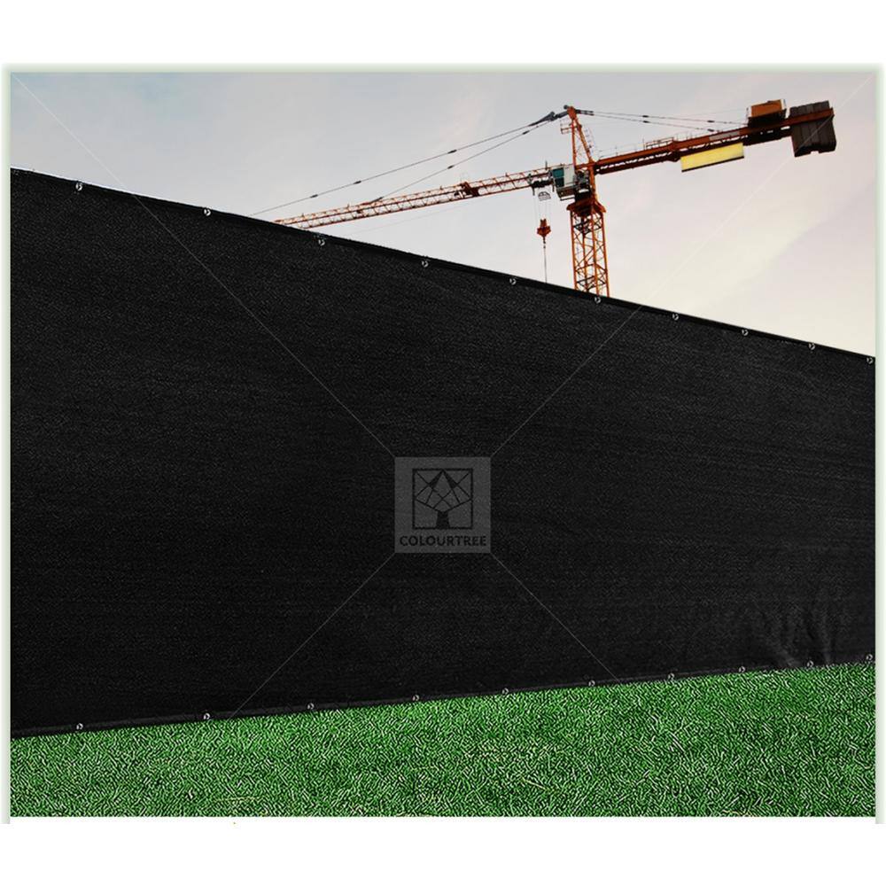 COLOURTREE 8 ft. x 50 ft. Black Privacy Fence Screen Mesh Fabric Cover Windscreen with Reinforced Grommets for Garden Fence