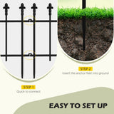110 in. L x 17 in. H 5 Panels Black Metal Decorative Garden Fence, Decorative Border Fence for Landscape