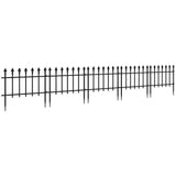 110 in. L x 17 in. H 5 Panels Black Metal Decorative Garden Fence, Decorative Border Fence for Landscape