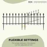 110 in. L x 17 in. H 5 Panels Black Metal Decorative Garden Fence, Decorative Border Fence for Landscape