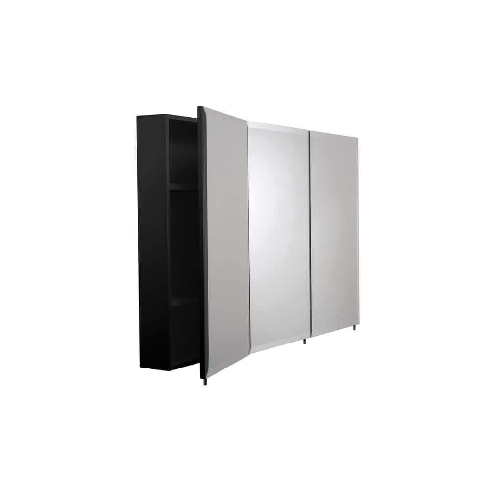 Croydex Easy Hang 48 in. W x 30 in. H Rectangular Black Stainless Steel Surface Mount Medicine Cabinet with Mirror