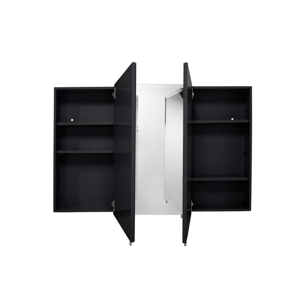 Croydex Easy Hang 48 in. W x 30 in. H Rectangular Black Stainless Steel Surface Mount Medicine Cabinet with Mirror