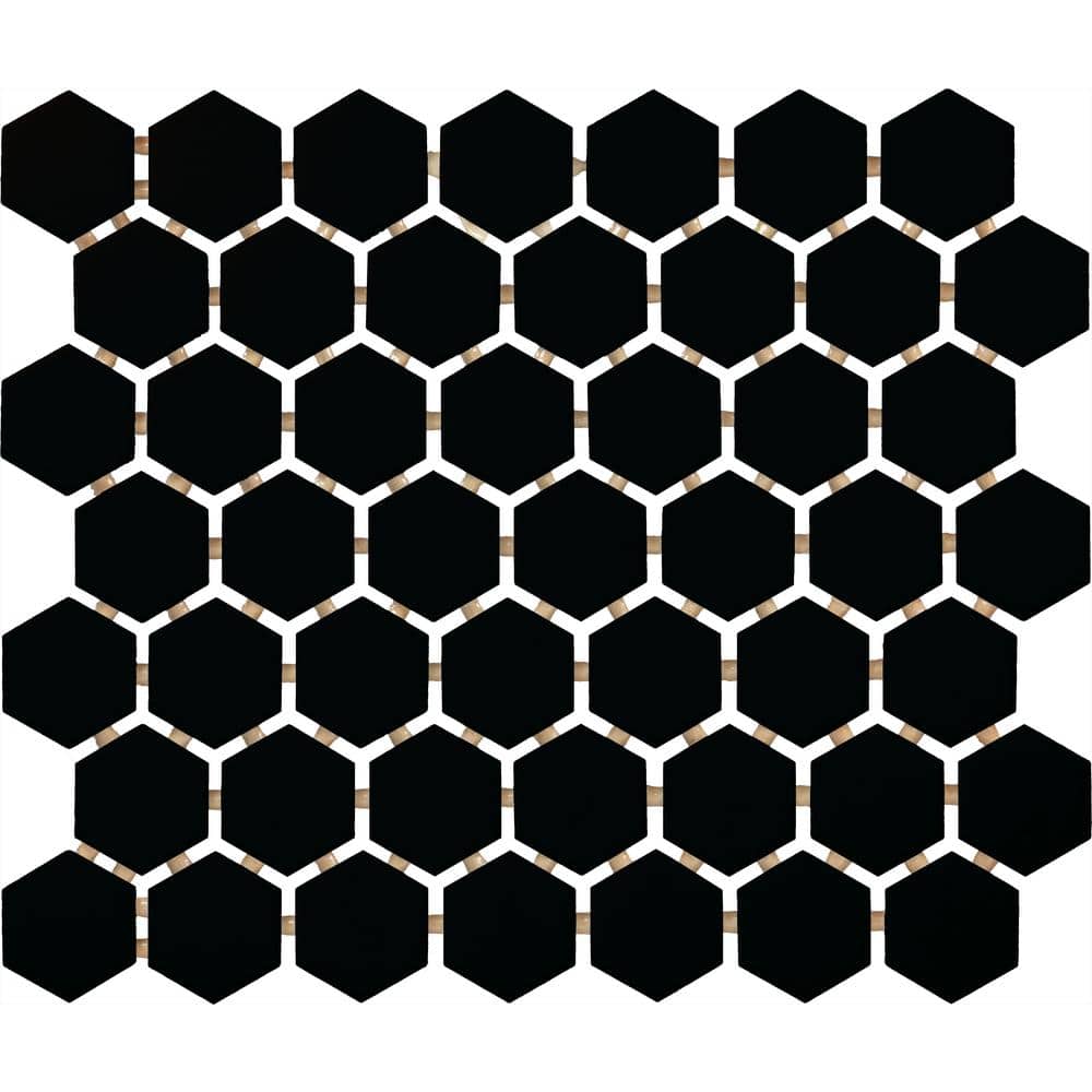 Daltile Restore Matte Black 12 in. x 10 in. Glazed Ceramic Hexagon Mosaic Tile (9.72 sq. ft./Case)