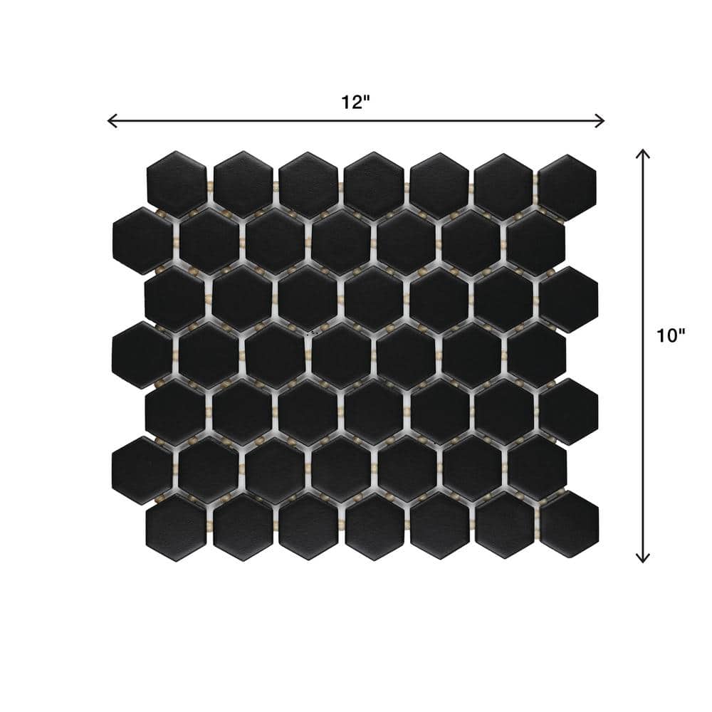 Daltile Restore Matte Black Hexagon 10 in. x 12 in. x 6.35 mm Glazed Ceramic Mosaic Tile (0.81 sq. ft./piece)