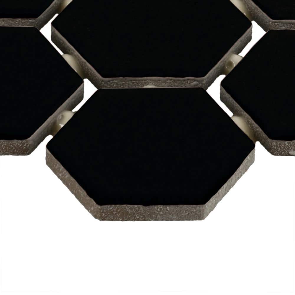 Daltile Restore Matte Black 12 in. x 10 in. Glazed Ceramic Hexagon Mosaic Tile (9.72 sq. ft./Case)