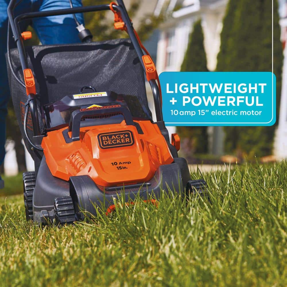 BLACK+DECKER 15 in. 10 AMP Corded Electric Walk Behind Push Lawn Mower and 14 in. 6.5 Amp Corded 2-In-1 String Trimmer & Lawn Edger