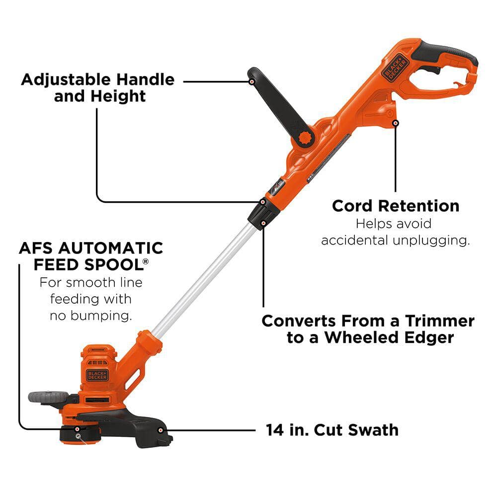 BLACK+DECKER 15 in. 10 AMP Corded Electric Walk Behind Push Lawn Mower and 14 in. 6.5 Amp Corded 2-In-1 String Trimmer & Lawn Edger