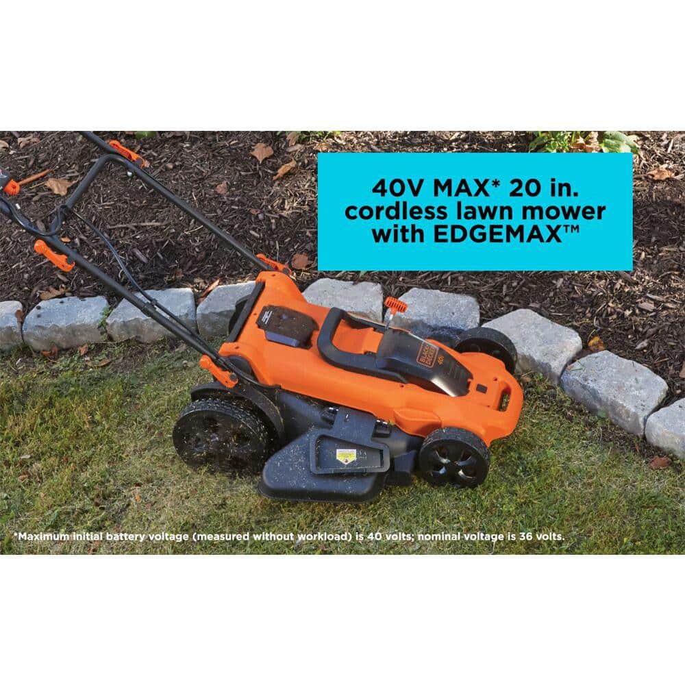 BLACK+DECKER 40V MAX 20 in. Battery Powered Walk Behind Push Lawn Mower and 2-in-1 String Trimmer/Edger with (2) 2Ah Batteries