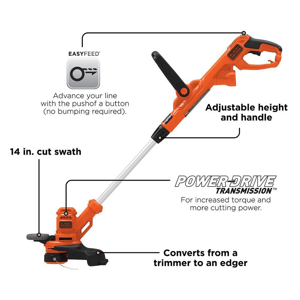 BLACK+DECKER 20 in. 13 AMP Corded Electric Walk Behind Push Lawn Mower and 14 in. 6.5 Amp Corded Single Line String Trimmer/ Edger