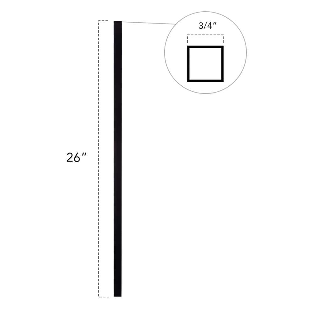 Deckorators 26 in. x .75 in. Satin Black Aluminum Square-Shaped Estate Baluster (10-Pack)