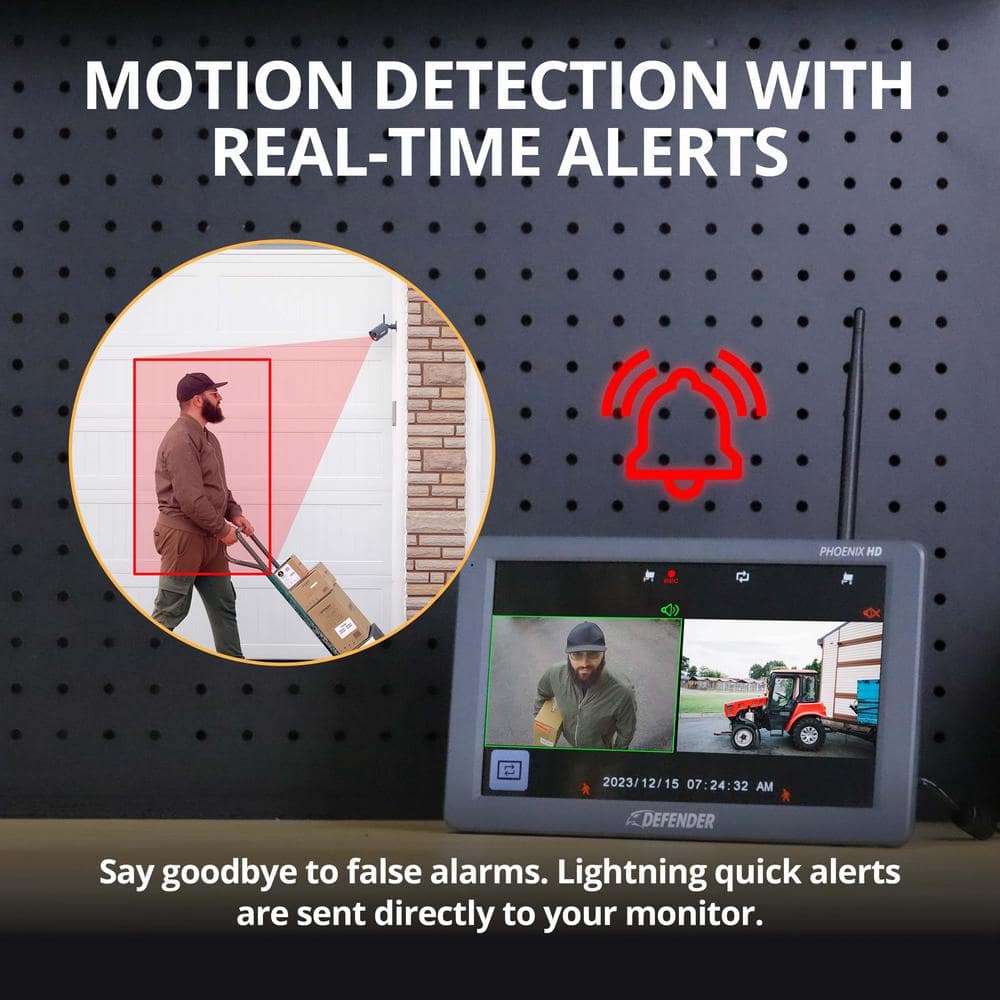Defender PHOENIXHD Non-Wi-Fi Plug-In Security Camera System with 10.1 in. Monitor, SD Card Recording and 2 Night Vision Cameras
