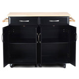 dubbin Rolling Kitchen Island Cart with Rubber Wood Top and Smooth Lockable Wheels