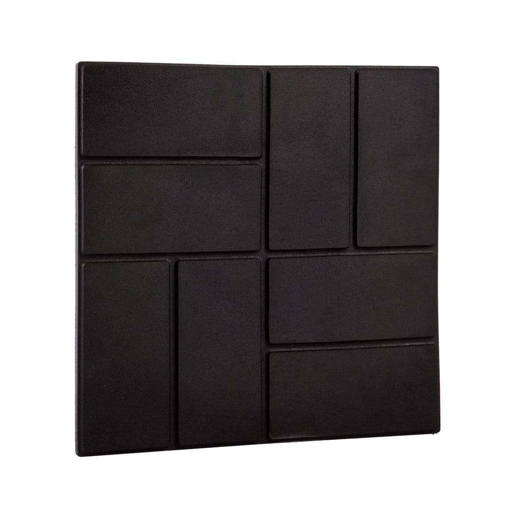 EcoBorder 15.5 in. x 15.5 in. Square Black Cobblestone/Brick Dual-Sided 100% Recycled Rubber Paver (6-pack)