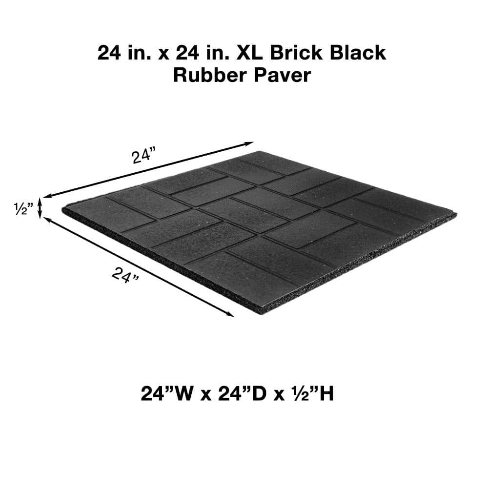 Envirotile 24 in. x 24 in. Rubber XL Brick Black Paver