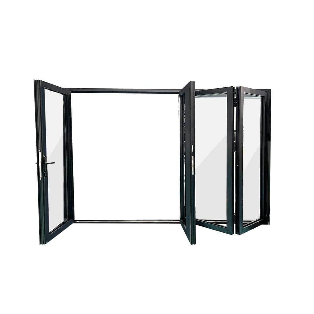 Eris 120 in. x 96 in. Right Opening/Outswing Black Aluminum Folding Patio door