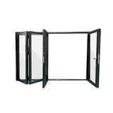 Eris 144 in. x 80 in. Left Opening/Outswing Black Aluminum Folding Patio door