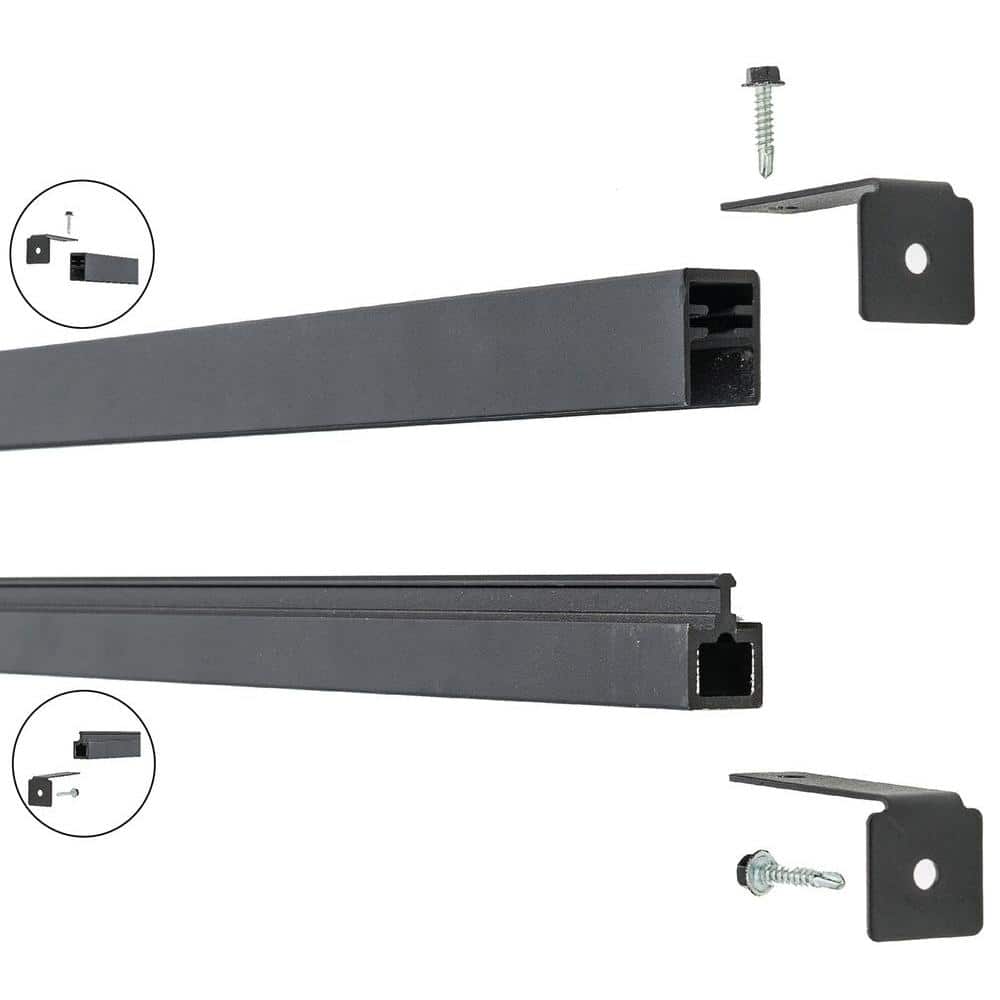 EuroFence Euro Style 1 in. x 0.75 in. x 71 in. Black Aluminum Top/Bottom Frame Kit Fence Bracket