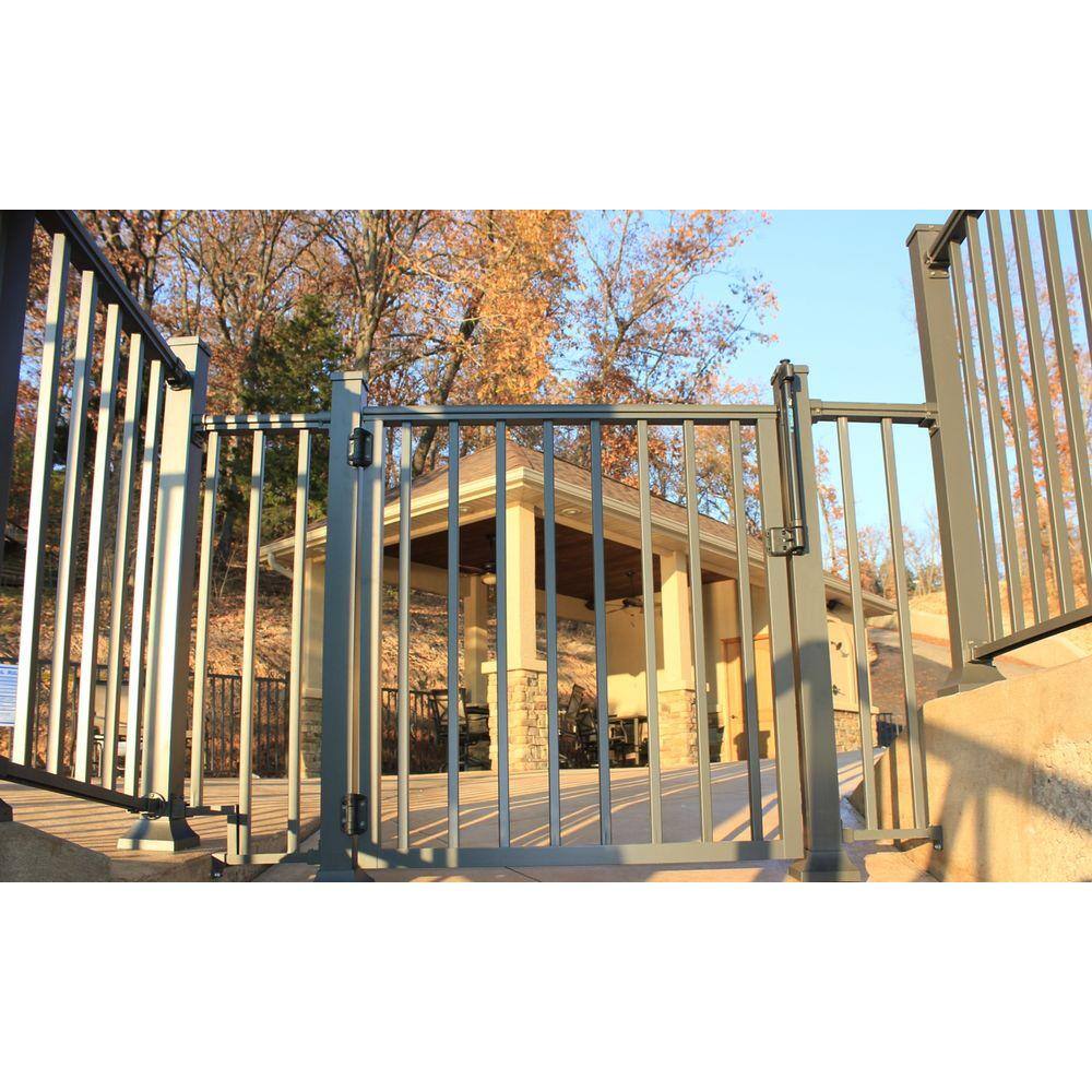EZ Handrail 36 in x 42 in. Textured Black Pre-Built Aluminum Single-Panel Gate