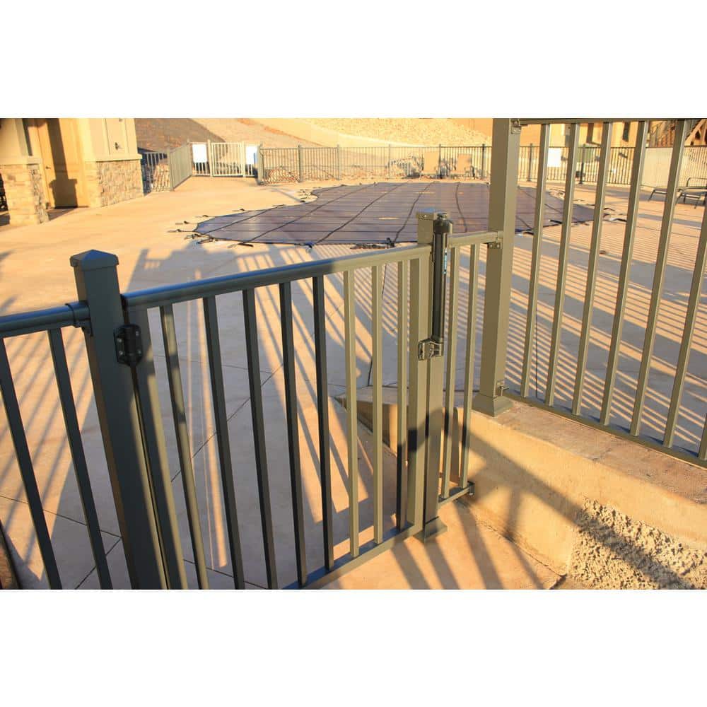 EZ Handrail 36 in x 42 in. Textured Black Pre-Built Aluminum Single-Panel Gate
