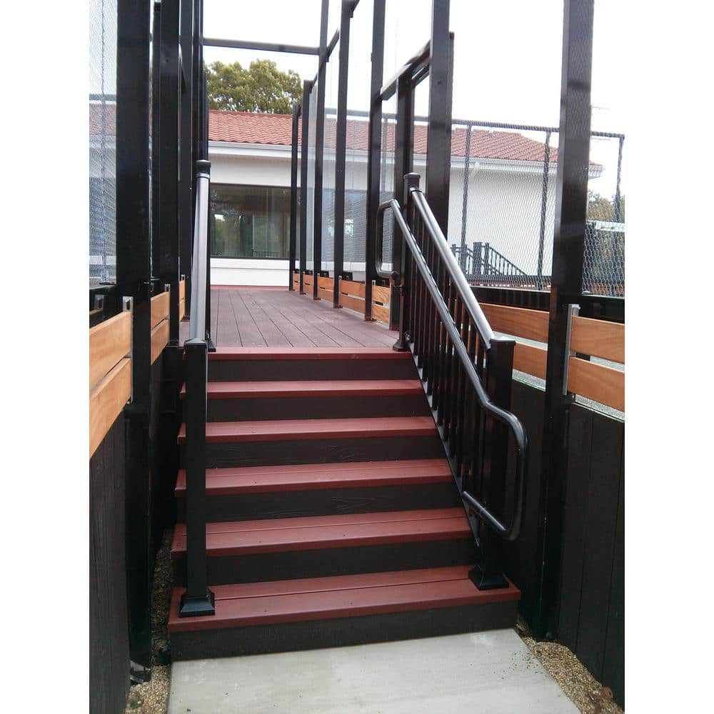 EZ Handrail Textured Black Aluminum Hand Rail Wall Bracket