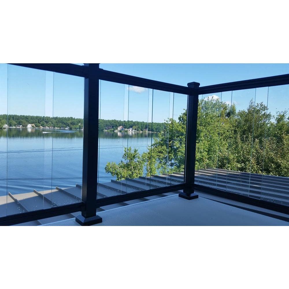 EZ Handrail Textured Black Aluminum Post Mounts