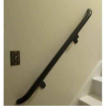 EZ Handrail 4 ft. Textured Black Aluminum Round with Curved Ends Handrail Kit