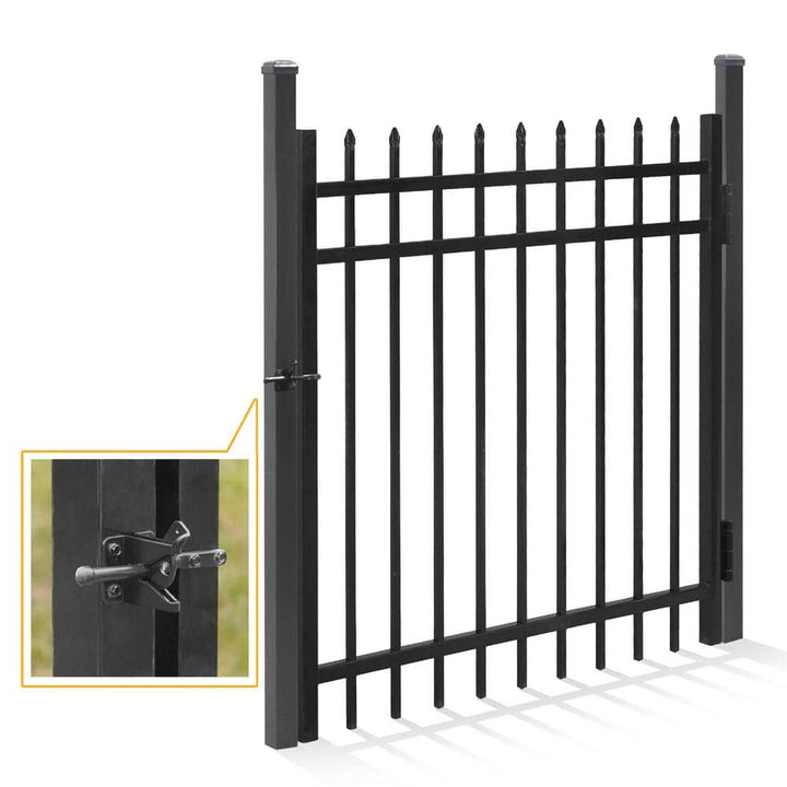 Fencer Wire 4 ft. x 4 ft. Pointed Pinnacle Anti-Rust Metal Fence Gate, Decorative Garden Gate (Single Set)
