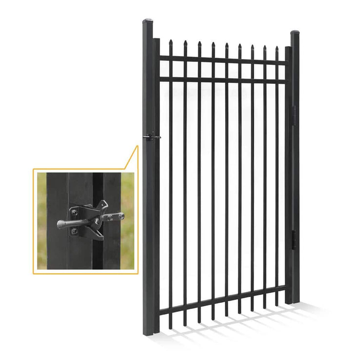 Fencer Wire 4 ft. x 6 ft. Pointed Pinnacle Anti-Rust Metal Fence Gate, Decorative Garden Gate (Single set)
