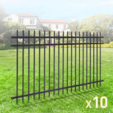 Fencer Wire 4 ft. x 8 ft. Heavy-Duty Steel Spaced Bar Pointed Pinnacle Flat Metal Fence Panel (Pack of 10)