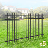 Fencer Wire 4 ft. x 8 ft. Heavy-Duty Steel Spaced Bar Pointed Pinnacle Metal Fence Panel (Pack of 5)