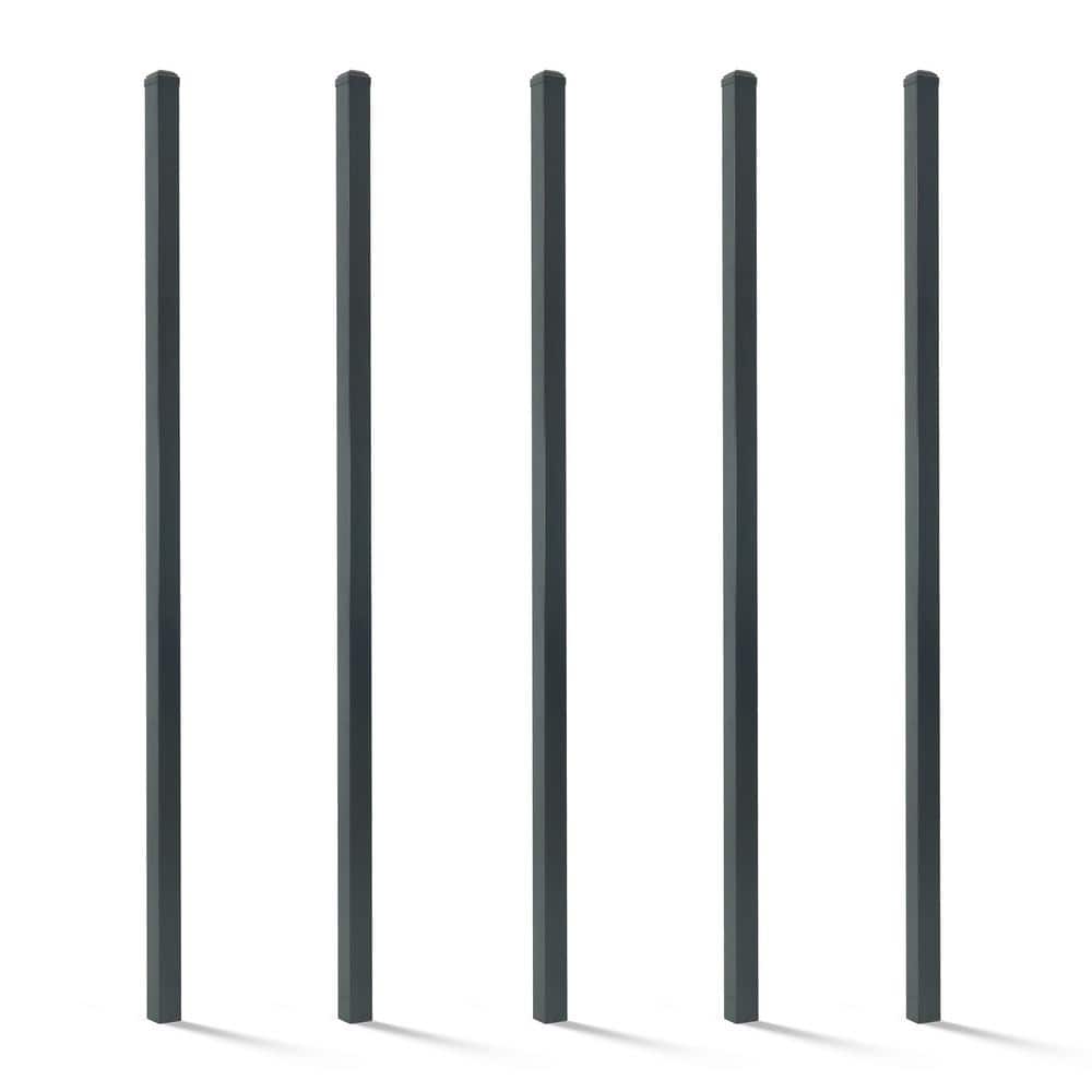 Fencer Wire 2 in. x 2 in. x 6 ft. Steel Flat Top Blank Metal Fence Post with Post Cap (5-Pack)