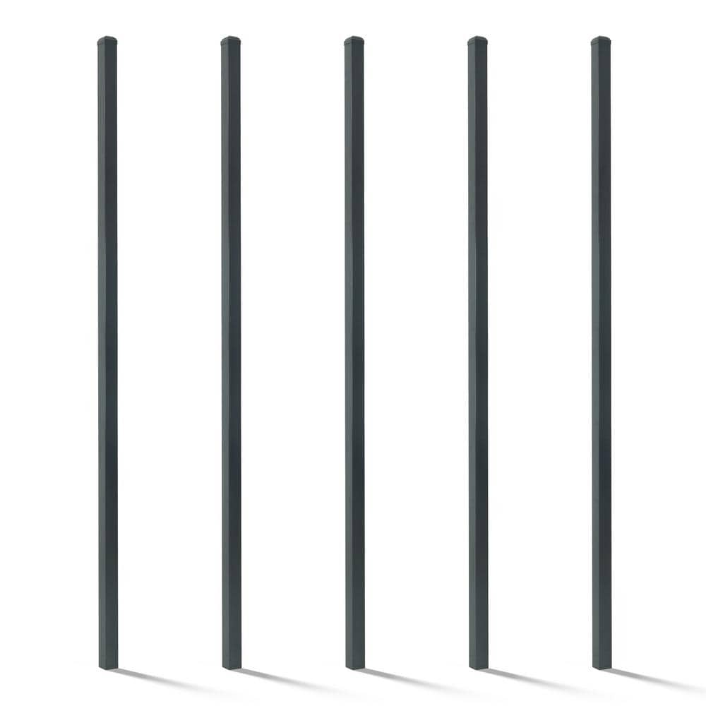 Fencer Wire 2 in. x 2 in. x 7 ft. Steel Flat Top Blank Metal Fence Post with Post Cap (5 pack)