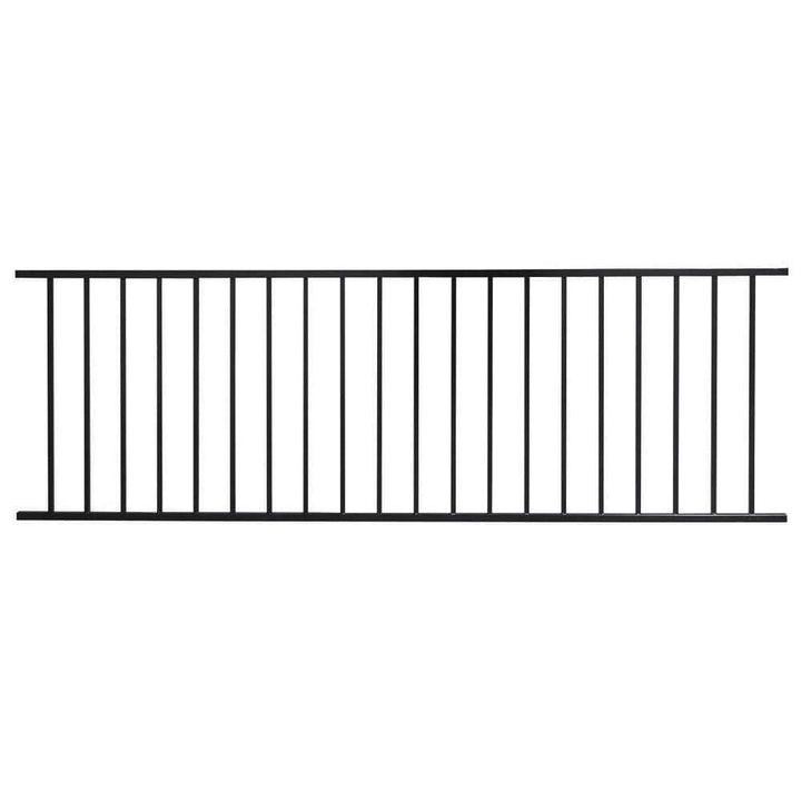 First Alert Pro Series 3 ft. H x 8 ft. W Black Galvanized Steel 2-Rail Fence Panel