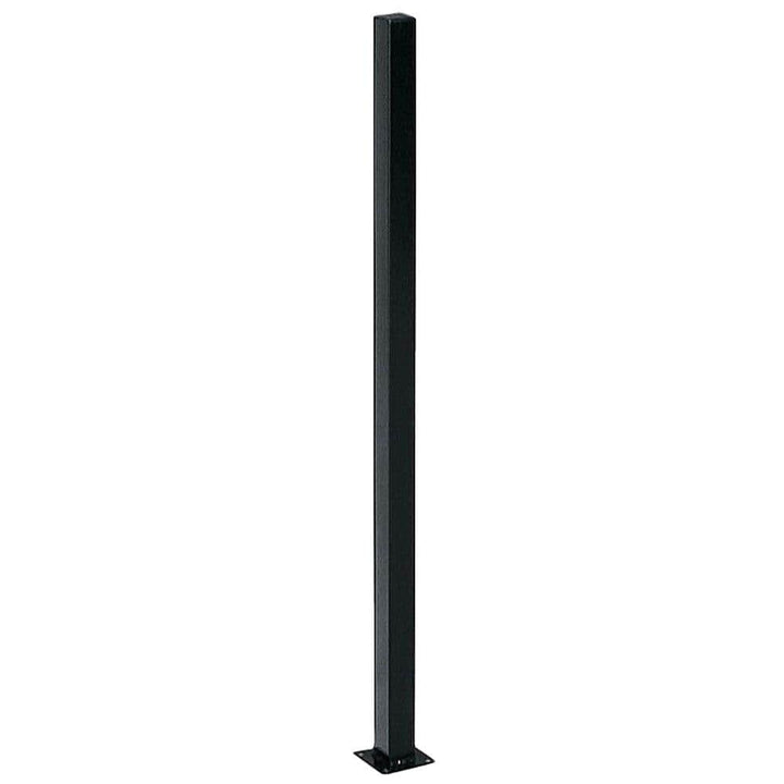 First Alert 2 in. x 2 in. x 5 ft. Black Steel Fence Post with Flange