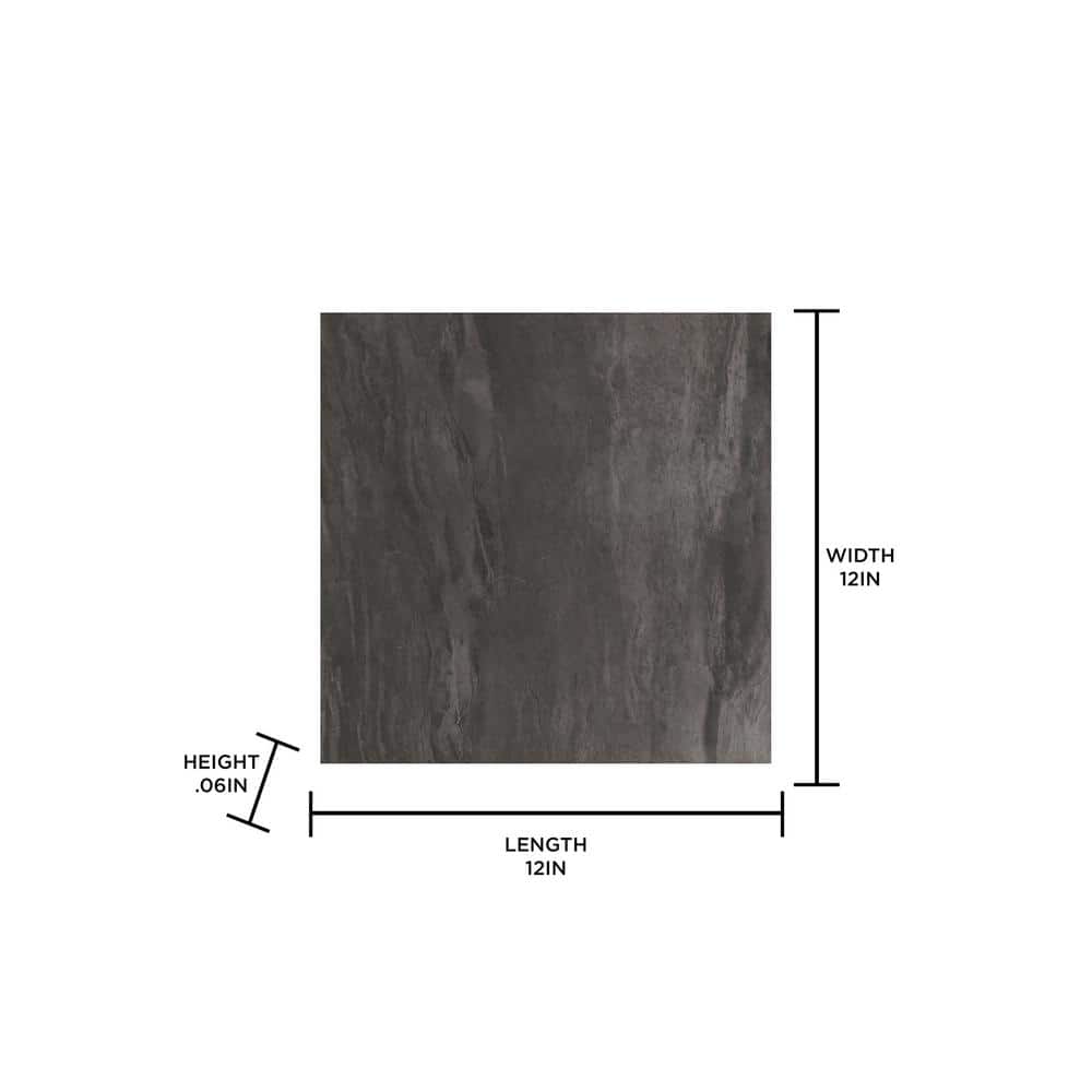 FloorPops Raven 12 in. W x 12 in. L Peel and Stick Floor Vinyl Tiles (20 tiles, 20 sq. ft. case)