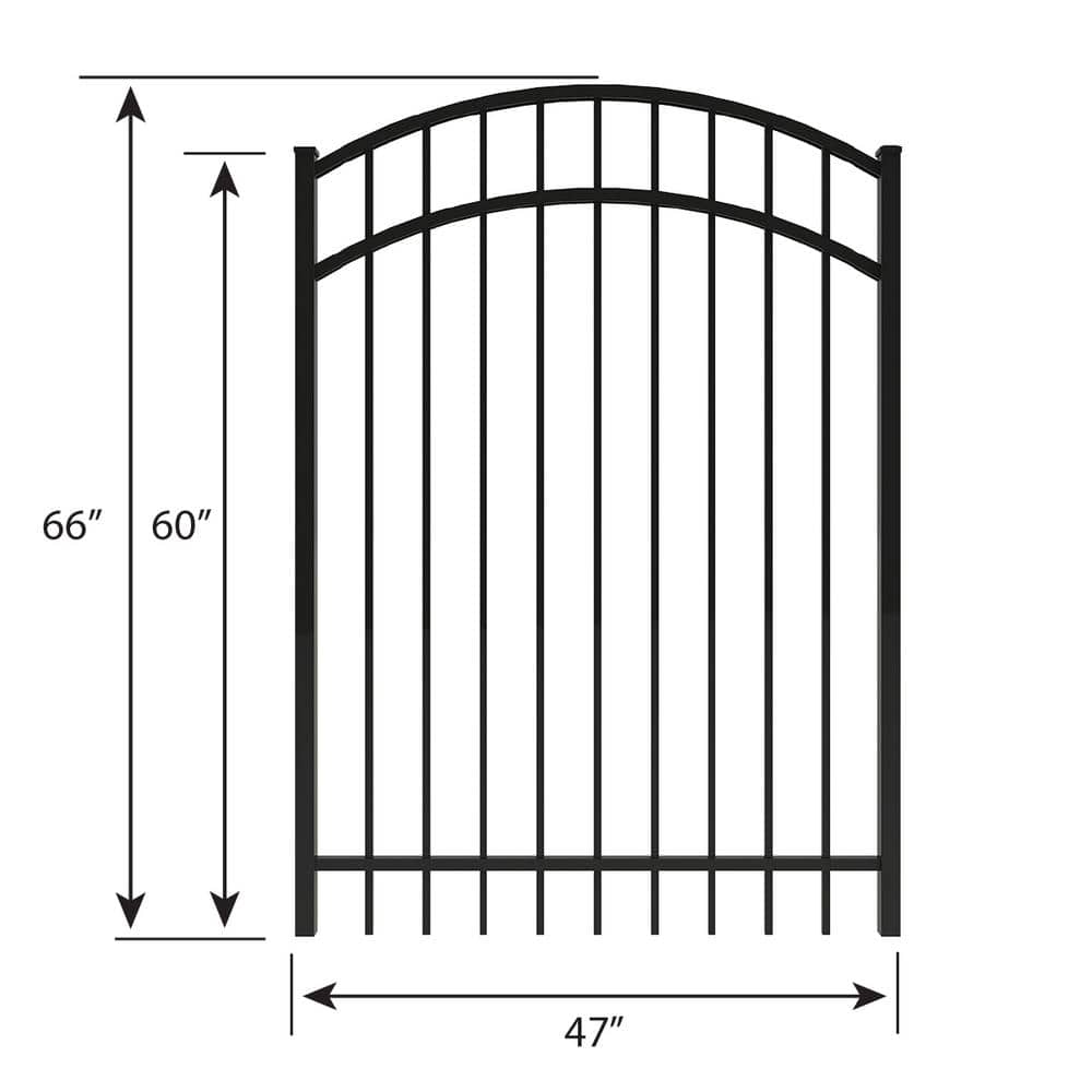 FORGERIGHT Vinings 4 ft. W x 5 ft. H Black Aluminum Arched Pre-Assembled Fence Gate