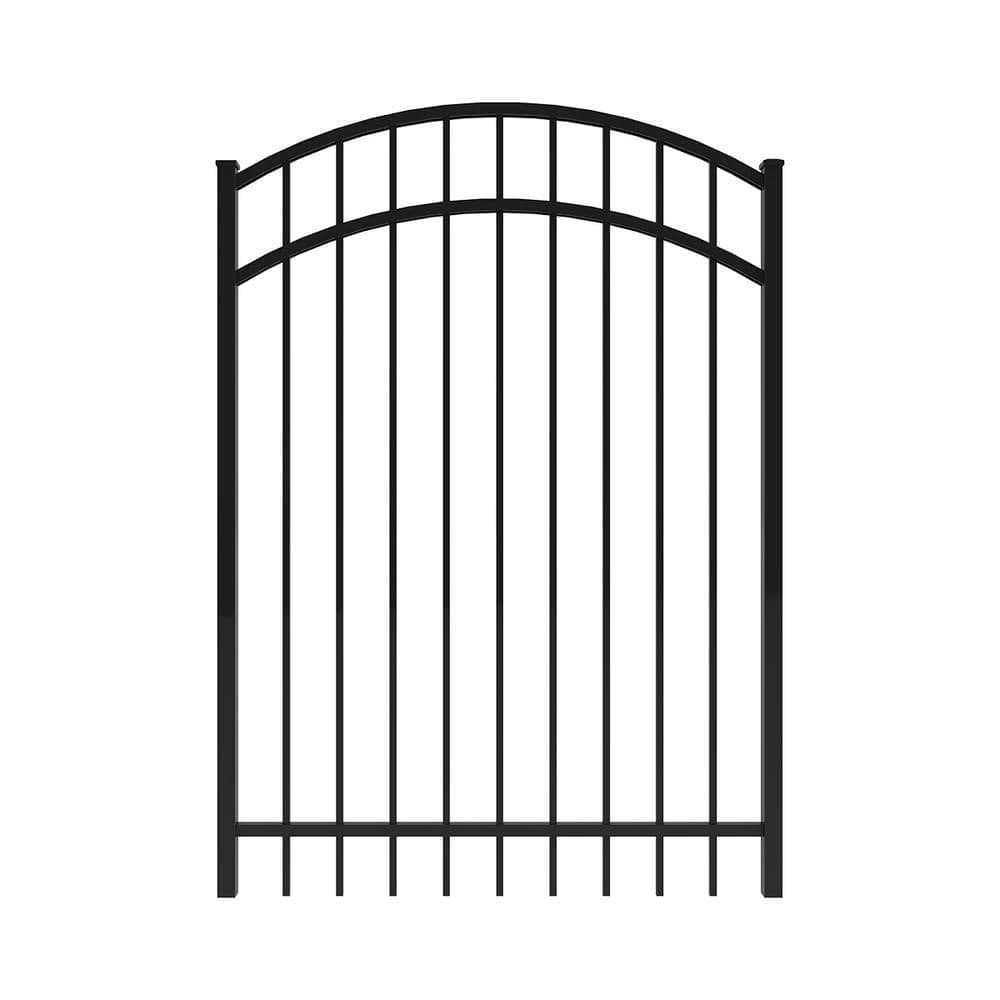 FORGERIGHT Vinings 4 ft. W x 5 ft. H Black Aluminum Arched Pre-Assembled Fence Gate
