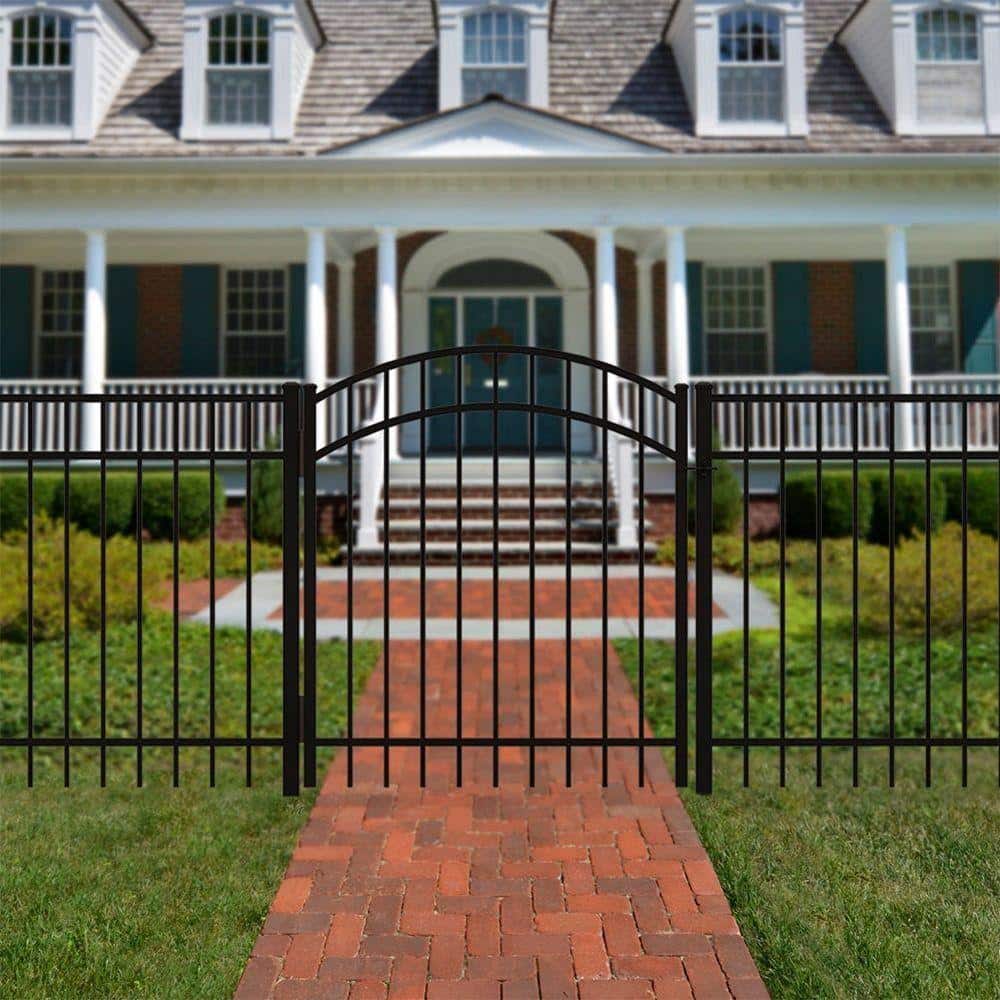 FORGERIGHT Vinings 4 ft. W x 5 ft. H Black Aluminum Arched Pre-Assembled Fence Gate