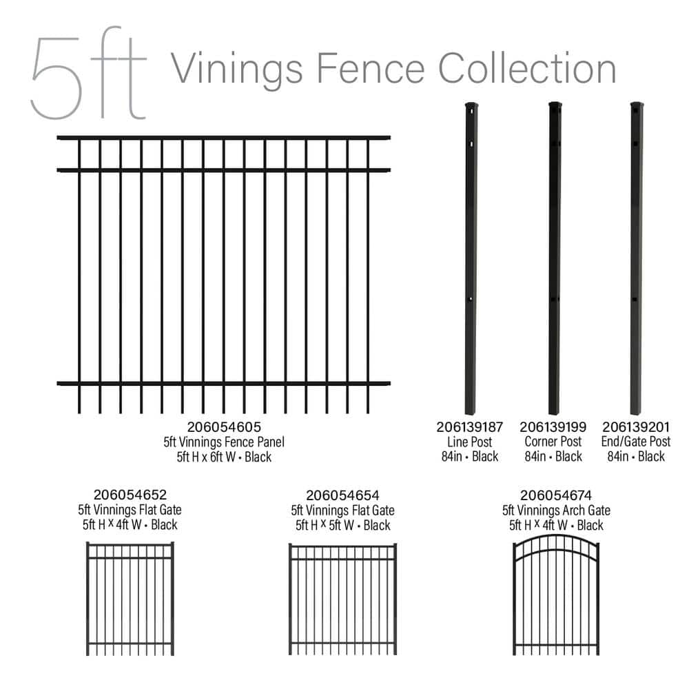 FORGERIGHT Vinings 4 ft. W x 5 ft. H Black Aluminum Arched Pre-Assembled Fence Gate