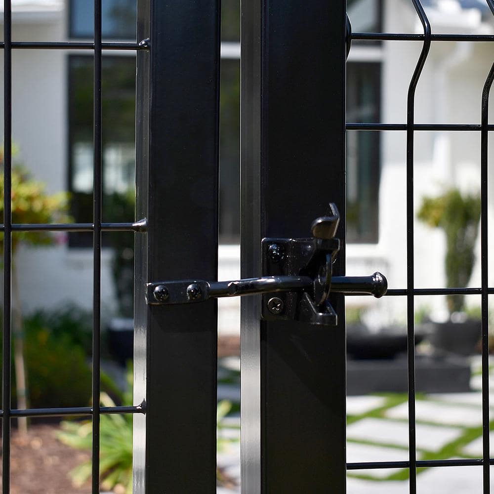FORGERIGHT Deco Grid 4 ft. x 4 ft. Black Steel Straight Fence Gate