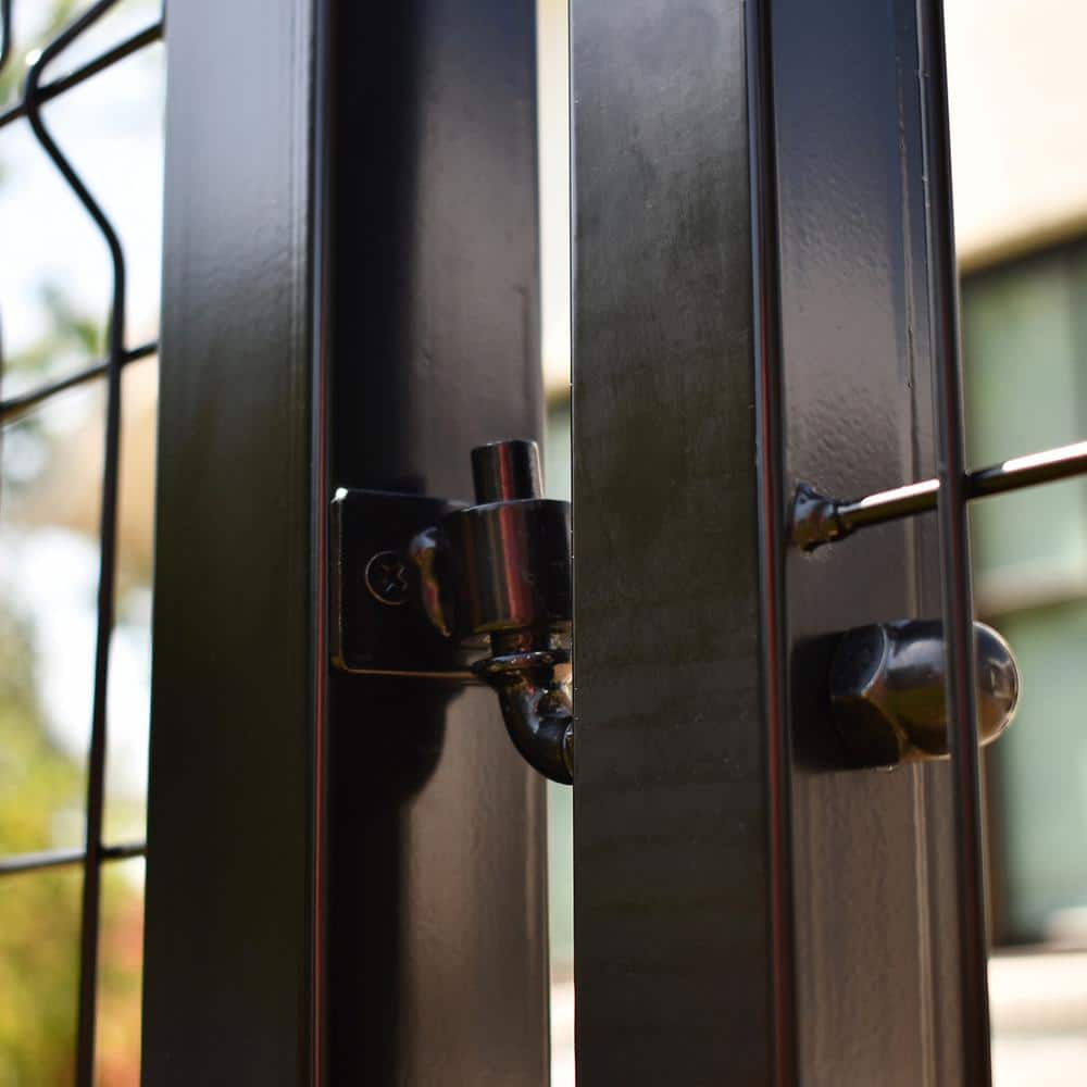 FORGERIGHT Deco Grid 4 ft. x 4 ft. Black Steel Straight Fence Gate