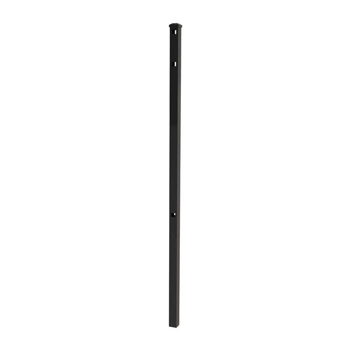 FORGERIGHT Vinings 2 in. x 2 in. x 7 ft. Aluminum Black Fence Line Post with Flat Cap (6-Pack)