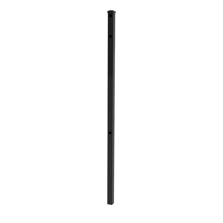 FORGERIGHT Vinings 2 in. x 2 in. x 7 ft. Black Aluminum Fence End/Gate Post with Flat Cap