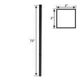 FORGERIGHT Newtown 2 in. x 2 in. x 6 ft. Black Aluminum Fence Corner Post with Flat Cap