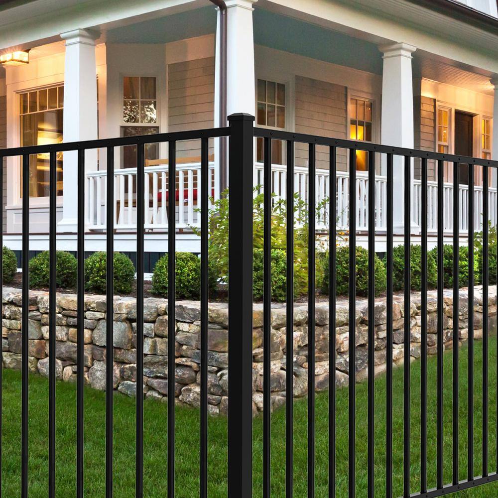 FORGERIGHT Newtown 2 in. x 2 in. x 6 ft. Black Aluminum Fence Corner Post with Flat Cap