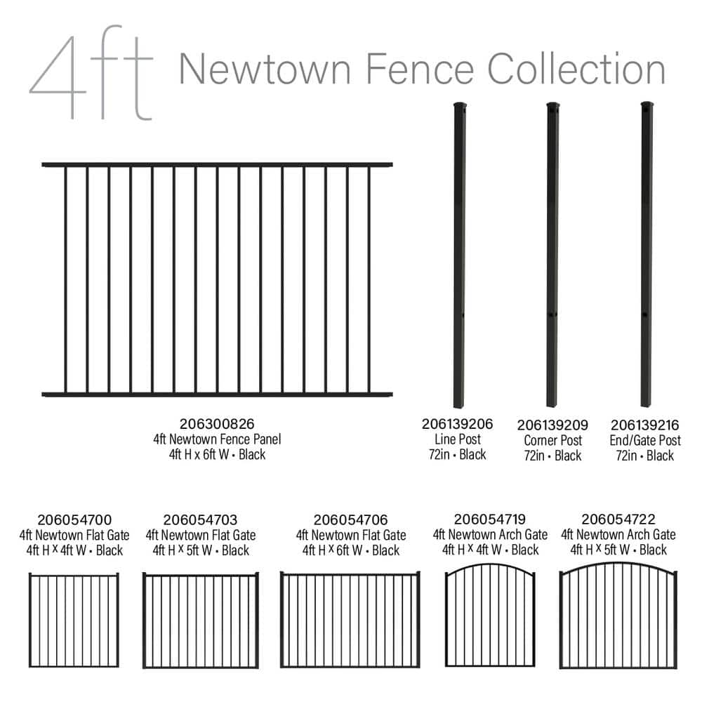 FORGERIGHT Newtown 2 in. x 2 in. x 6 ft. Black Aluminum Fence Corner Post with Flat Cap