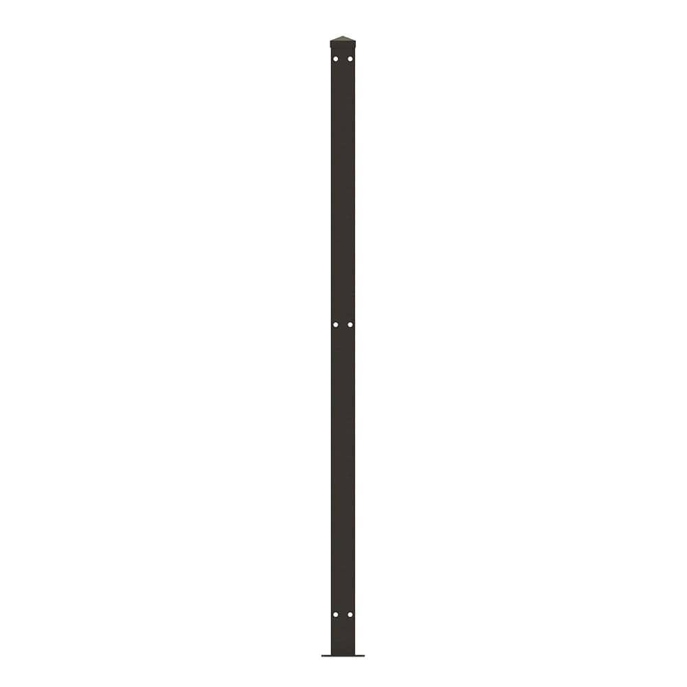 FORGERIGHT 50in H Deco Grid Black Steel Fence Post with Flange, Cap, and Clips