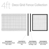 FORGERIGHT 50in H Deco Grid Black Steel Fence Post with Flange, Cap, and Clips
